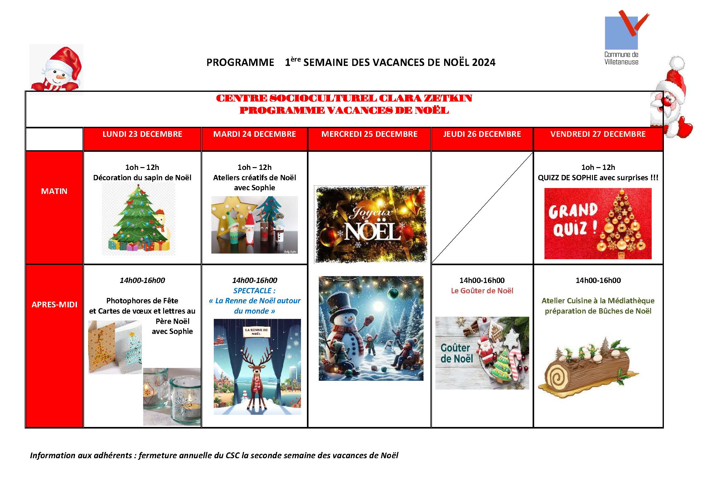 Programme Vacances Noël